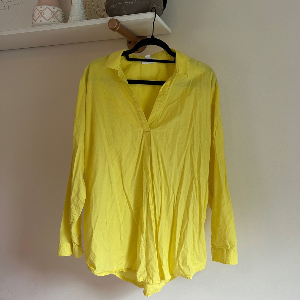 J. Jill Large lemon meringue cotton blend long sleeve oversized popover tunic